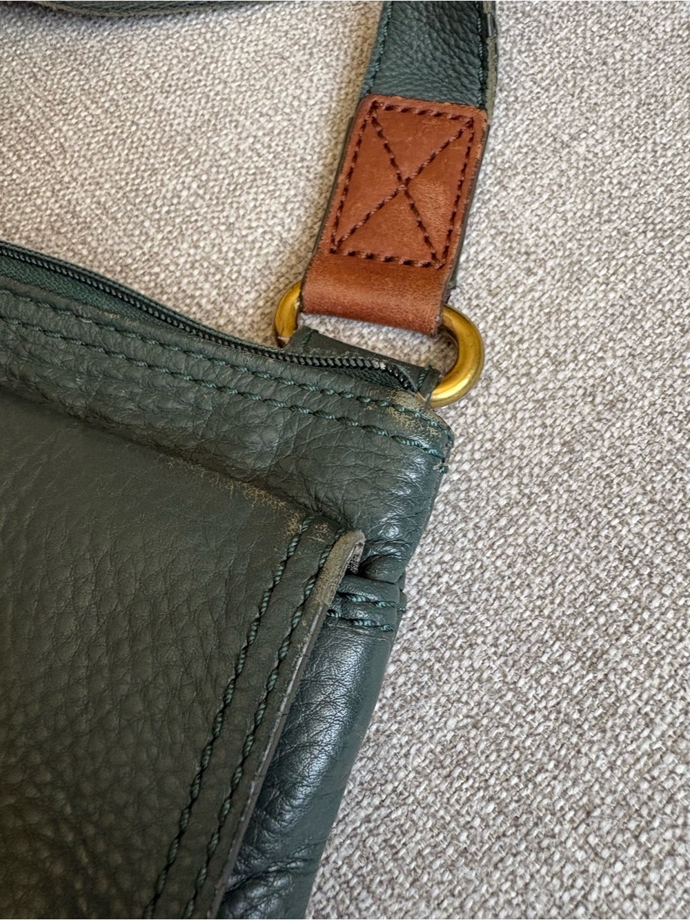 Fossil Teal Green Morgan Traveler Pebbled Leather Crossbody Messenger Bag Boho - Picture 9 of 10